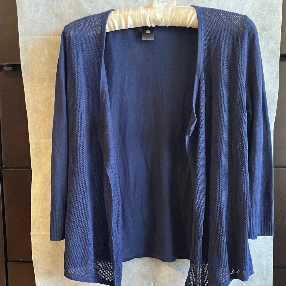 Dark Royal Blue Women's 3/4 length sleeve open cardigan  Sweater